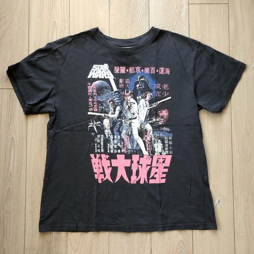 H&M Star Wars Oversized Chinese Vera Graphic T-Shirt in Black and Pink Size S - Picture 1 of 10